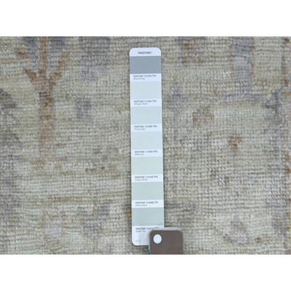 Oushak And Peshawar Wool Hand Knotted Rug Beige Silver 2.8X11.9 -O069893