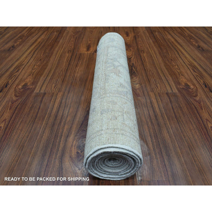 Oushak And Peshawar Wool Hand Knotted Rug Beige Silver 2.8X11.9 -O069893