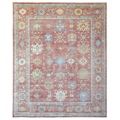 Oushak And Peshawar Wool Hand Knotted Rug Pink Pink 11.10X14.3 -O069899
