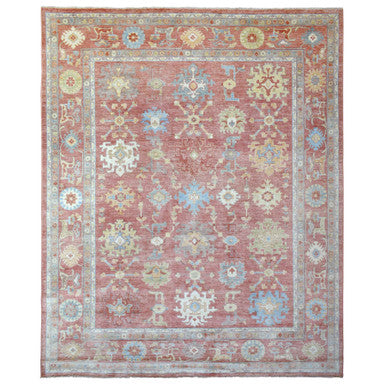 Oushak And Peshawar Wool Hand Knotted Rug Pink Pink 11.10X14.3 -O069899