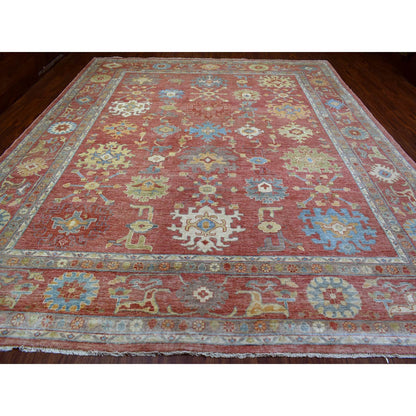 Oushak And Peshawar Wool Hand Knotted Rug Pink Pink 11.10X14.3 -O069899