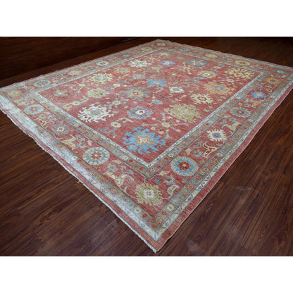 Oushak And Peshawar Wool Hand Knotted Rug Pink Pink 11.10X14.3 -O069899