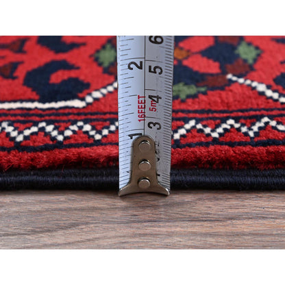 Tribal & Geometric Wool Hand Knotted Rug Red 2.4x5.8 -O0698