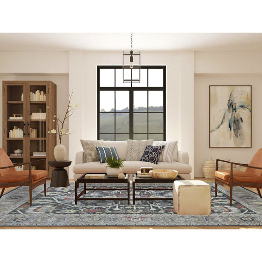 Oushak And Peshawar Wool Hand Knotted Rug Black Gray 9.3X11.9 -O069938