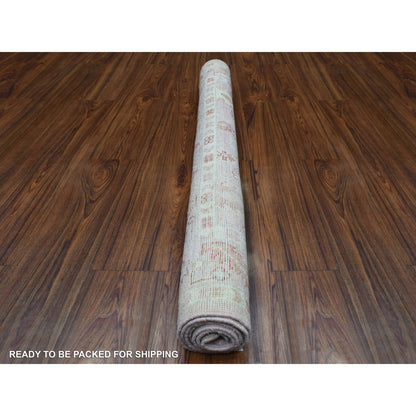 Oushak And Peshawar Wool Hand Knotted Rug Pink Coral Pink 4.1X5.10 -O069946