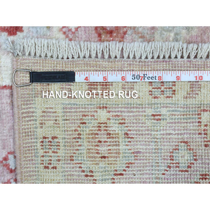 Oushak And Peshawar Wool Hand Knotted Rug Pink Coral Pink 4.1X5.10 -O069946