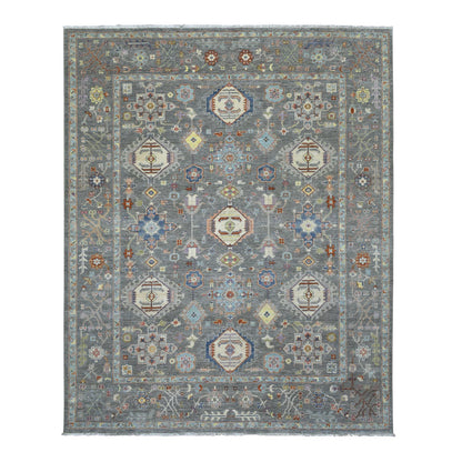 Oushak And Peshawar Wool Hand Knotted Rug Grey Gray 8.1X9.5 -O069980