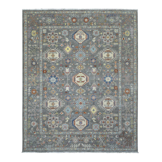 Oushak And Peshawar Wool Hand Knotted Rug Grey Gray 8.1X9.5 -O069980
