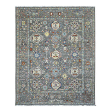 Oushak And Peshawar Wool Hand Knotted Rug Grey Gray 8.1X9.5 -O069980