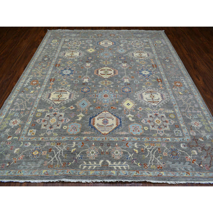 Oushak And Peshawar Wool Hand Knotted Rug Grey Gray 8.1X9.5 -O069980