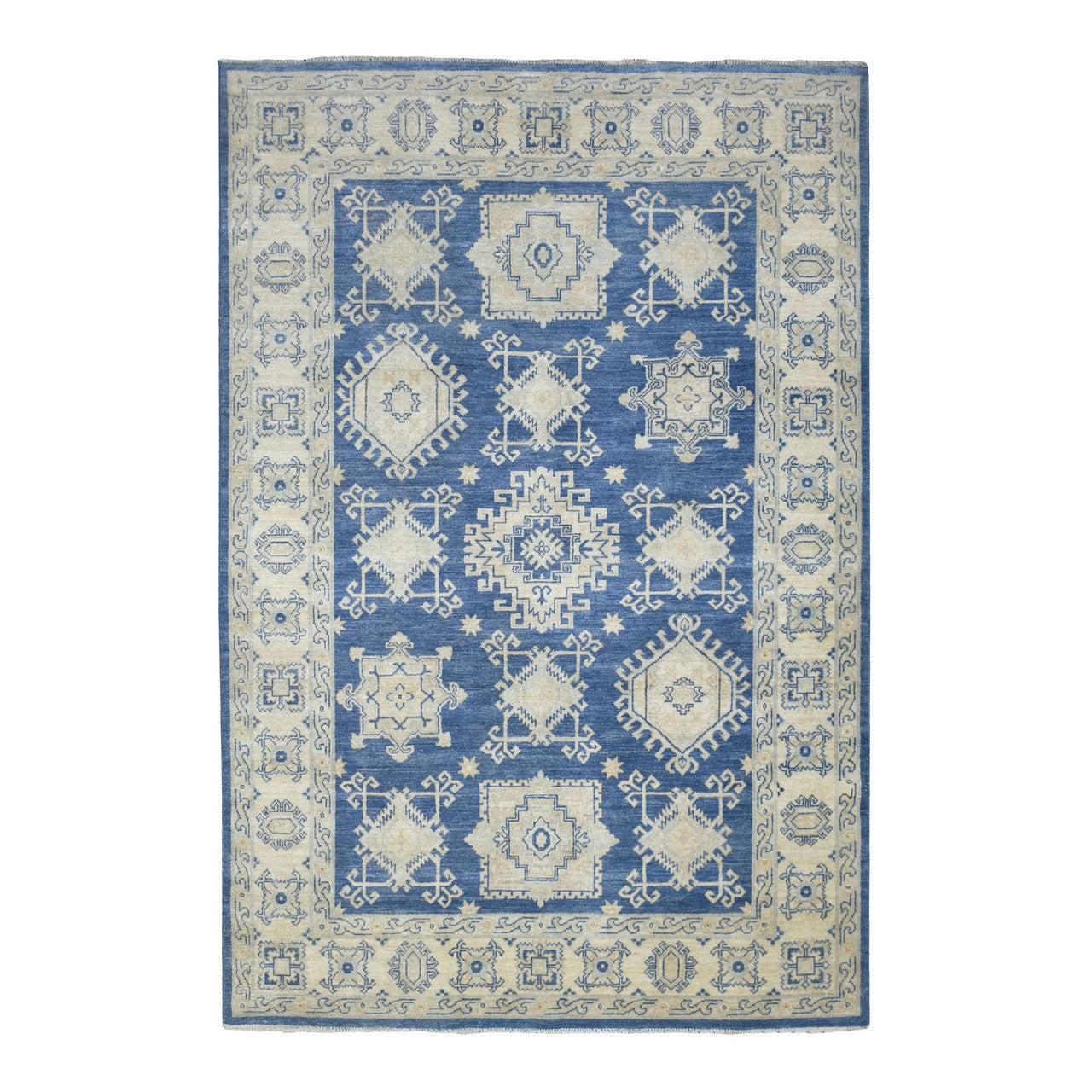 Ivory 6'0" x 8'8" Oushak And Peshawar Hand knotted Wool Rug - Sku: O070004