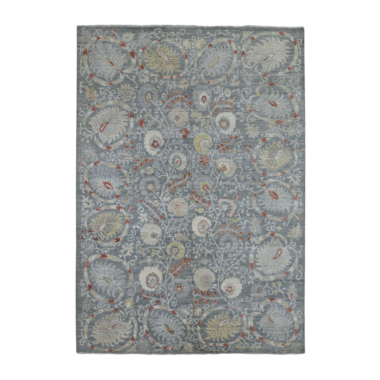 Gray 6'1" x 8'8" Oushak And Peshawar Hand knotted Wool Rug - Sku: O070011