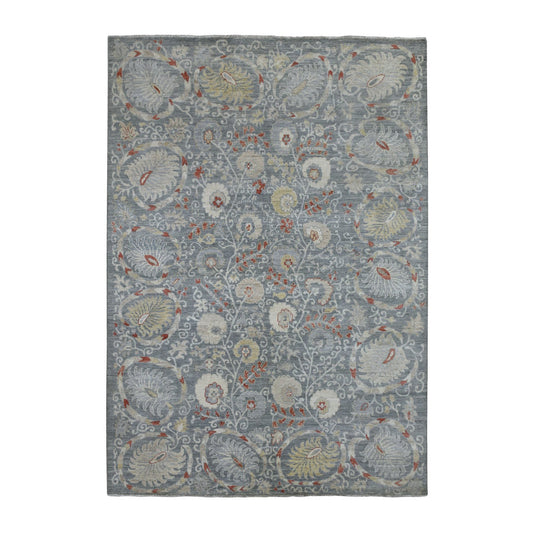 Oushak And Peshawar Wool Hand Knotted Rug Grey No Border 6.1X8.8 -O070011