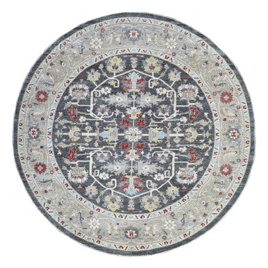 Oushak And Peshawar Wool Hand Knotted Rug Grey Ivory 11.7X11.8 -O070013