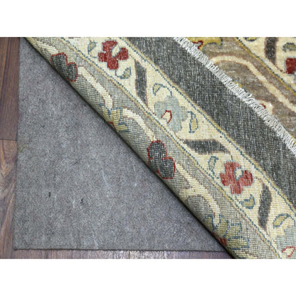 Oushak And Peshawar Wool Hand Knotted Rug Grey Ivory 11.7X11.8 -O070013