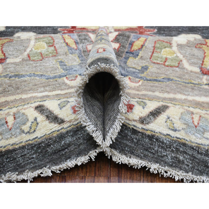Oushak And Peshawar Wool Hand Knotted Rug Grey Ivory 11.7X11.8 -O070013