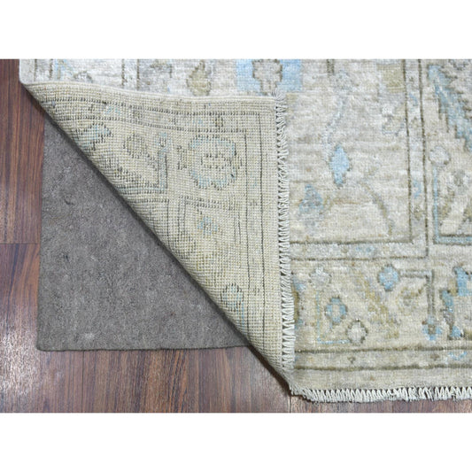 Oushak And Peshawar Wool Hand Knotted Rug Grey Gray 2.6X19.9 -O070042