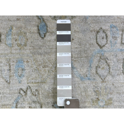 Oushak And Peshawar Wool Hand Knotted Rug Grey Gray 2.6X19.9 -O070042