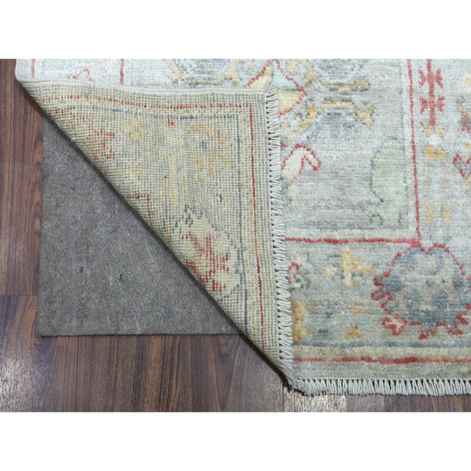 Oushak And Peshawar Wool Hand Knotted Rug Grey Gray 2.8X19.6 -O070050