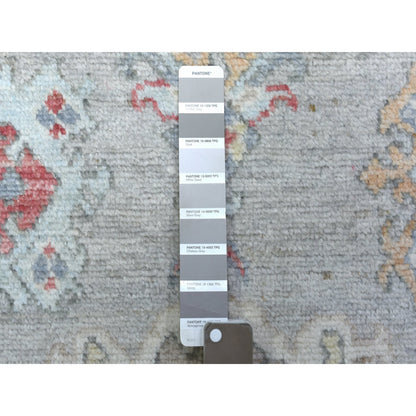 Oushak And Peshawar Wool Hand Knotted Rug Grey Gray 2.8X19.6 -O070050