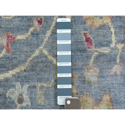 Oushak And Peshawar Wool Hand Knotted Rug Blue Denim Blue 2.6X19.2 -O070052