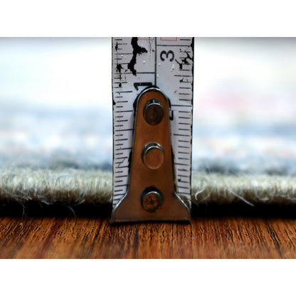 Oushak And Peshawar Wool Hand Knotted Rug Blue Denim Blue 2.6X19.2 -O070052