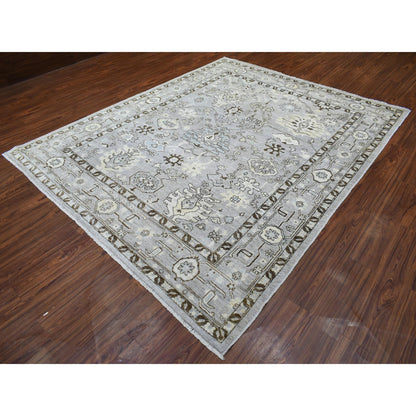 Oushak And Peshawar Wool Hand Knotted Rug Grey Gray 8.1X9.8 -O070069