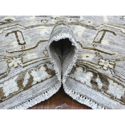 Oushak And Peshawar Wool Hand Knotted Rug Grey Gray 8.1X9.8 -O070069