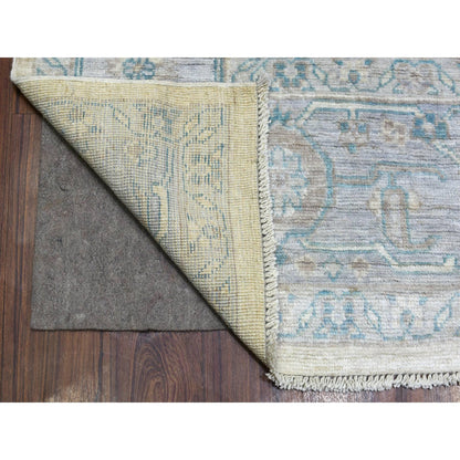 Oushak And Peshawar Wool Hand Knotted Rug Ivory Blue 7.10X10.0 -O070072