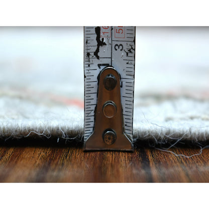 Oushak And Peshawar Wool Hand Knotted Rug Grey Ivory 2.7X9.8 -O070108