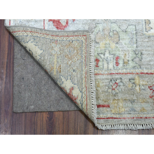 Oushak And Peshawar Wool Hand Knotted Rug Grey Gray 2.10X17.0 -O070118