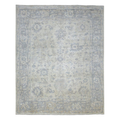 Oushak And Peshawar Wool Hand Knotted Rug Grey Blue 8.1X9.8 -O070125