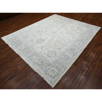 Oushak And Peshawar Wool Hand Knotted Rug Grey Blue 8.1X9.8 -O070125