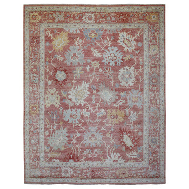 Oushak And Peshawar Wool Hand Knotted Rug Pink Pink 11.9X14.8 -O070140