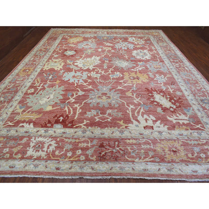 Oushak And Peshawar Wool Hand Knotted Rug Pink Pink 11.9X14.8 -O070140