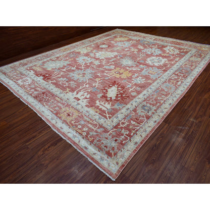 Oushak And Peshawar Wool Hand Knotted Rug Pink Pink 11.9X14.8 -O070140