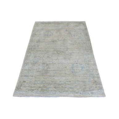 Oushak And Peshawar Wool Hand Knotted Rug Grey 4.0x5.10 -O070141
