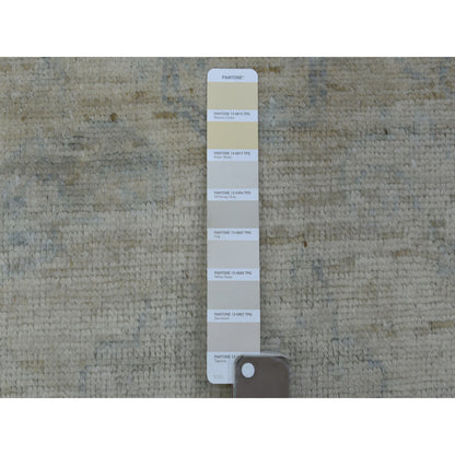 Oushak And Peshawar Wool Hand Knotted Rug Grey 4.0x5.10 -O070141