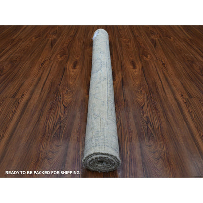 Oushak And Peshawar Wool Hand Knotted Rug Grey 4.0x5.10 -O070141