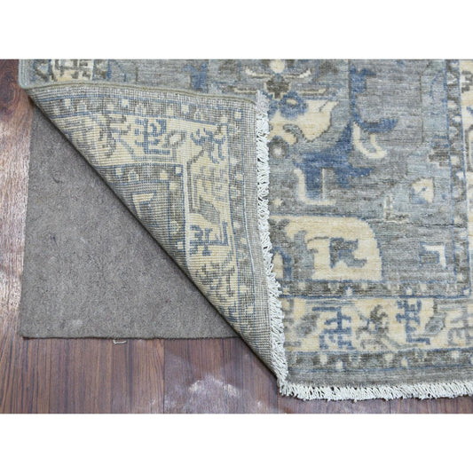 Oushak And Peshawar Wool Hand Knotted Rug Grey Ivory 2.5X11.7 -O070158