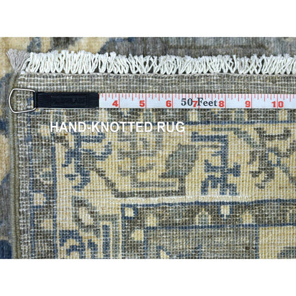 Oushak And Peshawar Wool Hand Knotted Rug Grey Ivory 2.5X11.7 -O070158