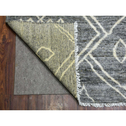 Tribal & Geometric Wool Hand Knotted Rug Grey No Border 12.4X15.1 -O070166