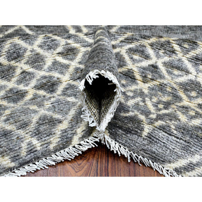 Tribal & Geometric Wool Hand Knotted Rug Grey No Border 12.4X15.1 -O070166