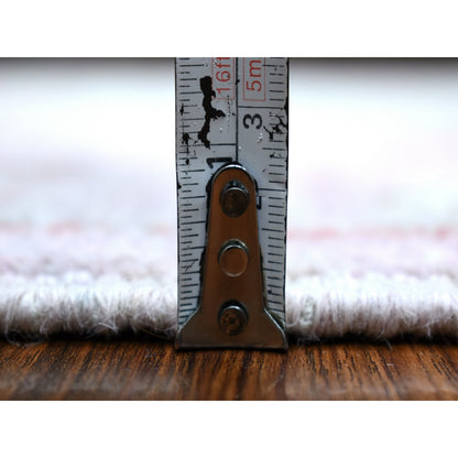 Tribal & Geometric Wool Hand Knotted Rug Pink No Border 3.4X9.9 -O070179