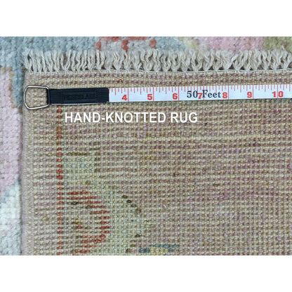 Tribal & Geometric Wool Hand Knotted Rug Pink No Border 3.4X9.9 -O070179