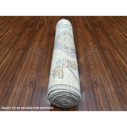 Tribal & Geometric Wool Hand Knotted Rug Grey No Border 3.0X12.0 -O070181