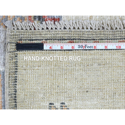 Tribal & Geometric Wool Hand Knotted Rug Grey No Border 3.0X12.0 -O070181