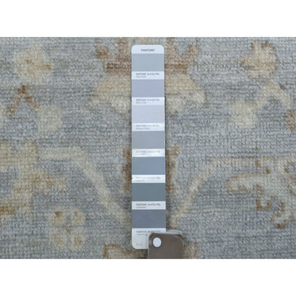 Oushak And Peshawar Wool Hand Knotted Rug Grey Ivory 3.0X13.7 -O070188