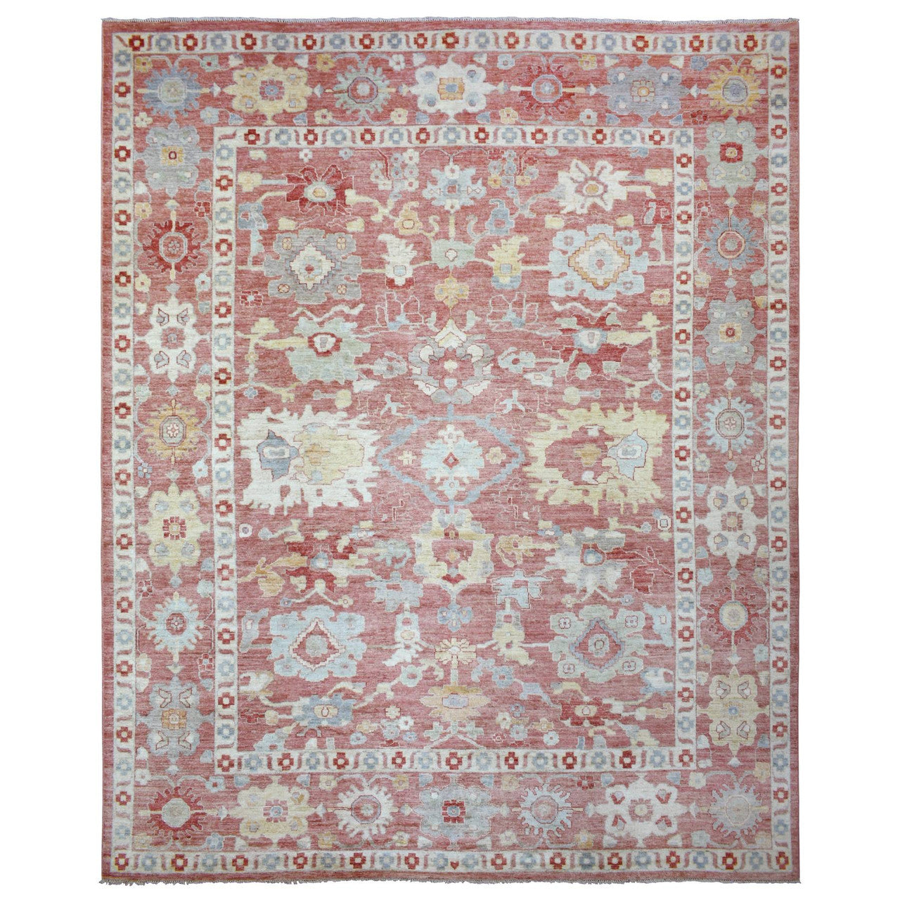 Red 11'7" x 14'6" Oushak And Peshawar Hand knotted Wool Rug - Sku: O070194