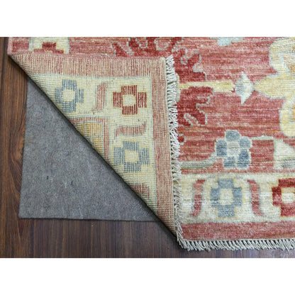 Oushak And Peshawar Wool Hand Knotted Rug Red Coral Red 11.7X14.6 -O070194